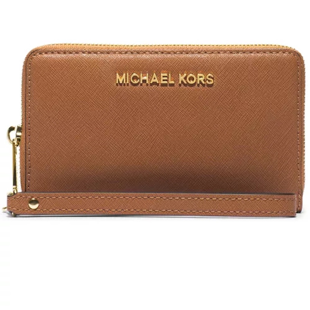 Michael Kors Brown Wallet Jet Set Large Flat Multifunction Phone Case